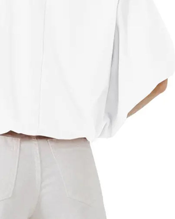 Solid Color Puff Sleeve Cropped Top