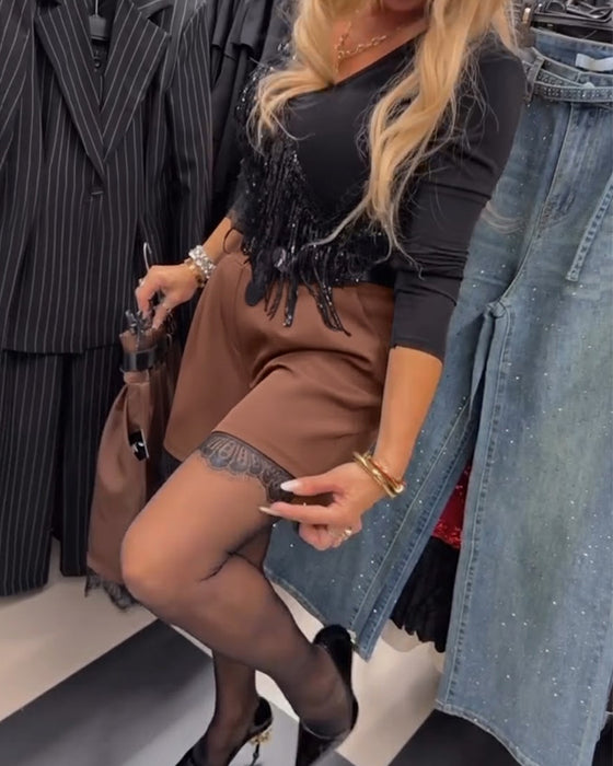 Elegant Lace-Trimmed Shorts