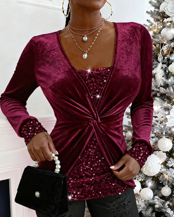 Twisted Sequin Patchwork Top