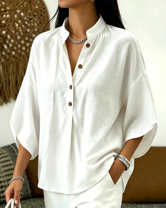 V-Neck Flare Sleeve Blouse