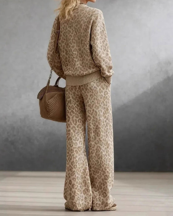Long Sleeve Long Pants Leopard Set