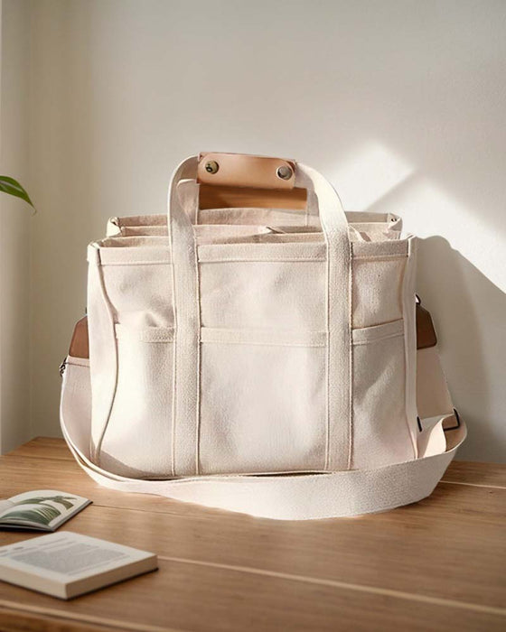 Large capacity canvas bag with double handles