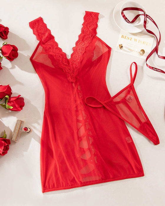 Sexy Strappy Lace Nightgown