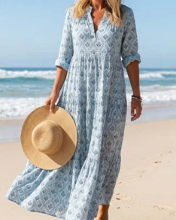 Vintage V-Neck Floral Dress