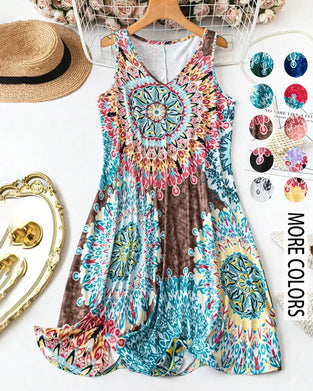 Bohemian Print Sleeveless Dress