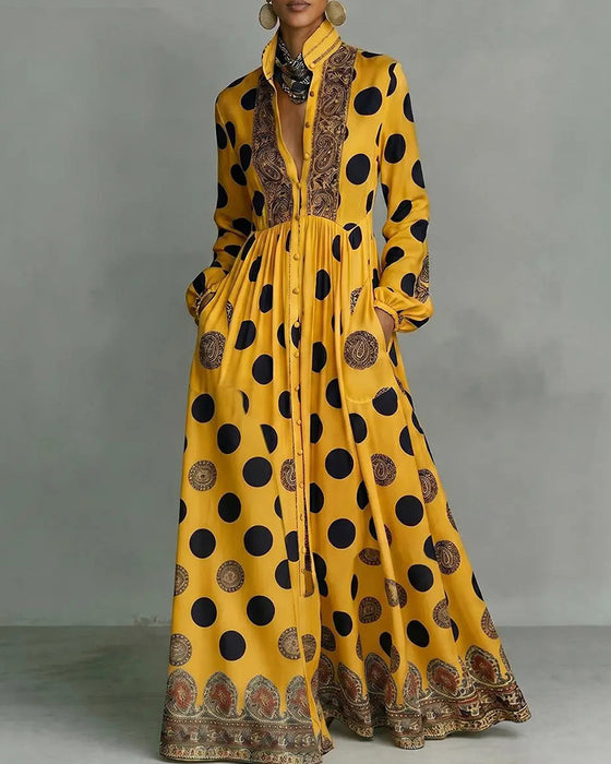 Stylish Large Polka Dot Full Skirt Dress