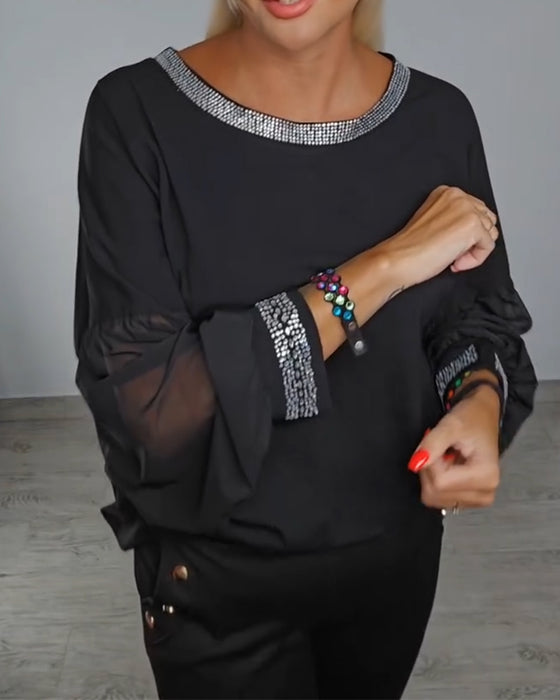 Mesh hot diamond fashion Top