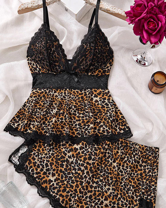 Lace V-neck Camisole and Shorts Sleepwear Set