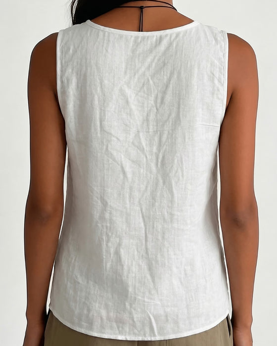 Metal Ring Button Tank Top