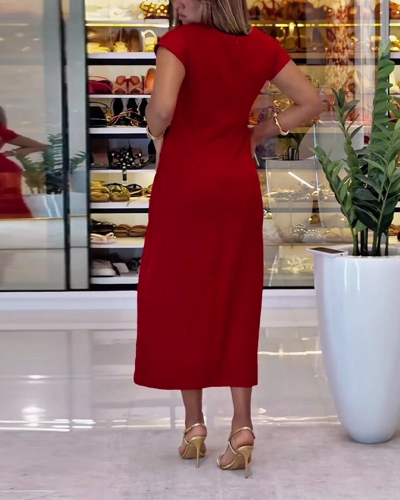 Elegant Fitted Waist Slit Dress