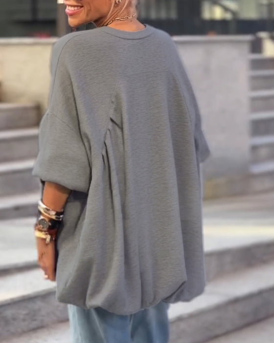 Solid Color Loose Irregular Top