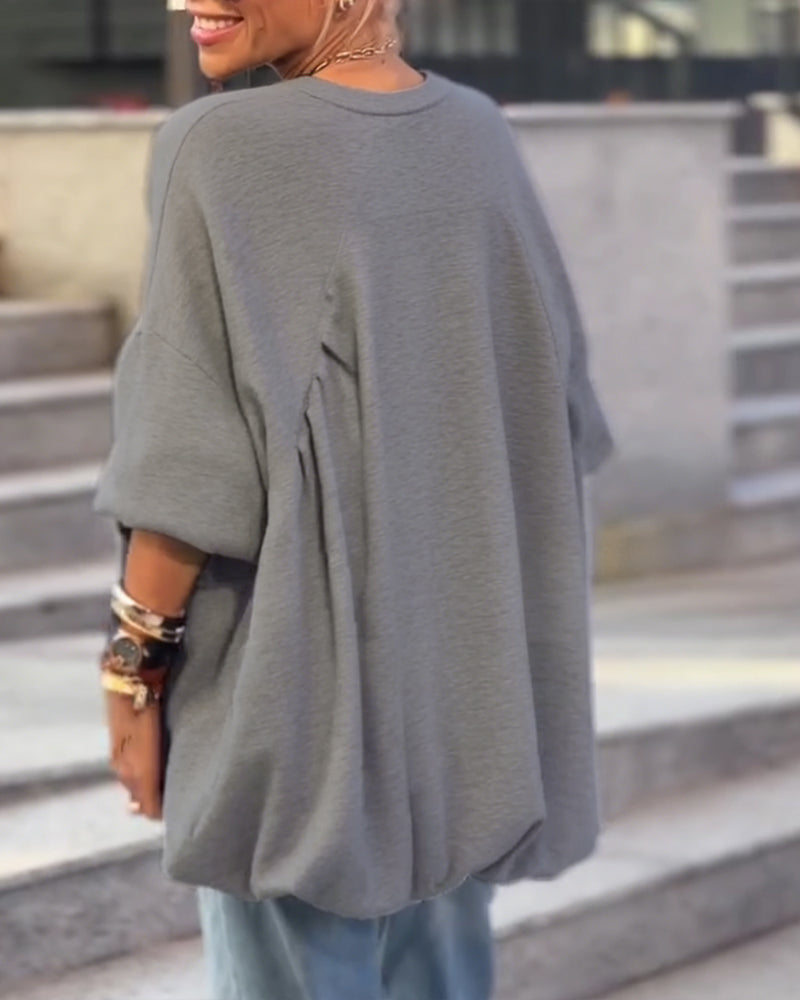 Solid Color Loose Irregular Top