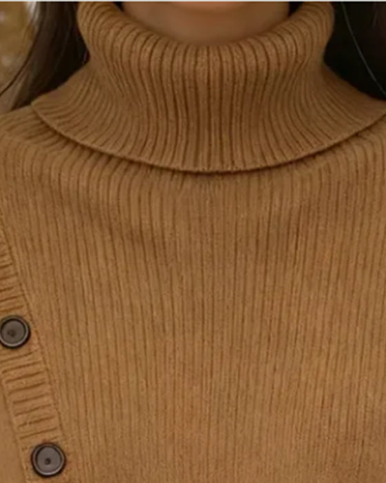 Elegant High-Necked Button-Down Jumper