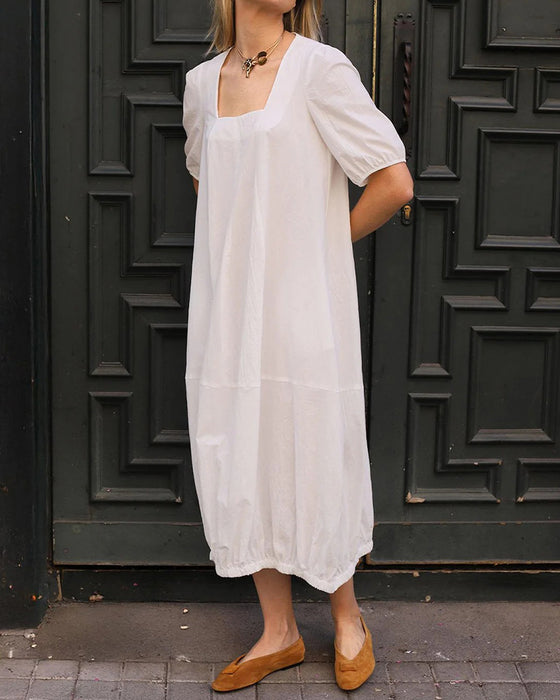 Square Neck Bubble Hem Dress