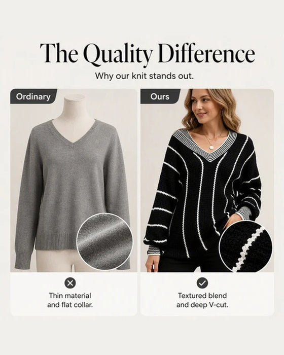 Casual Loose Fit Stripe Pullover Sweater
