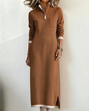 Half-zip Stand Collar Sweatshirt Dress