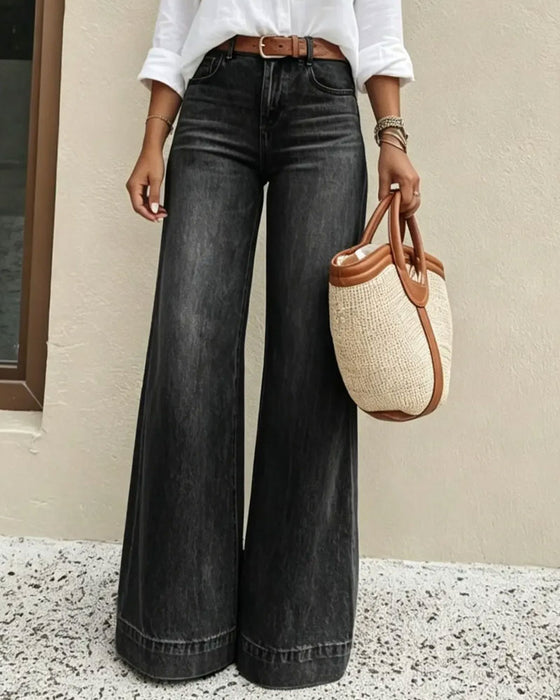 Gradient Wide-Leg Denim Pants