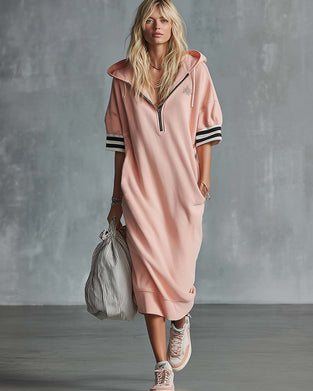 Short-Sleeve Hooded Sweatshirt Dress