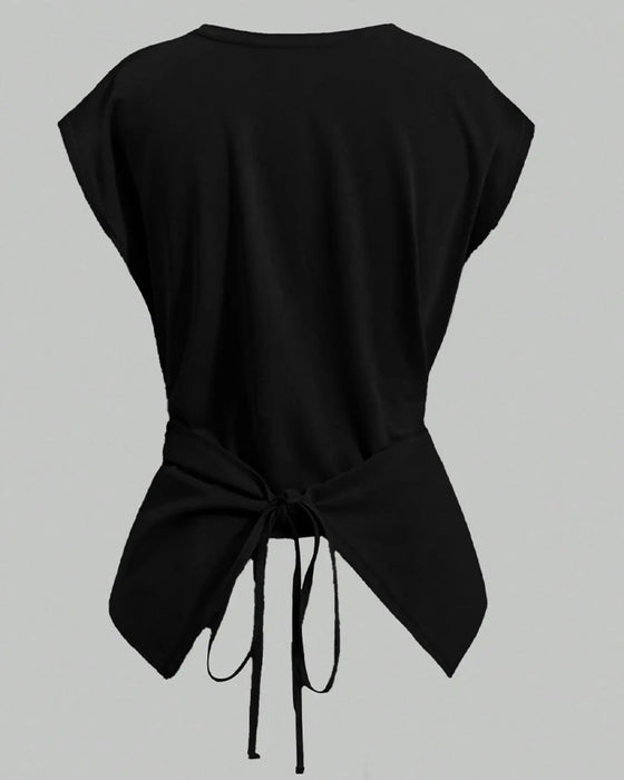 A Cross-Strap Hem Cropped Top