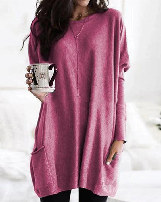Long Sleeve Casual Pocket T-shirt