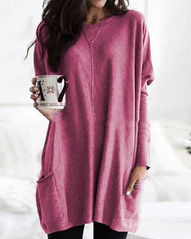 Long Sleeve Casual Pocket T-shirt