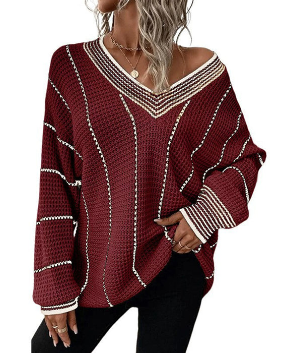 Casual Loose Fit Stripe Pullover Sweater