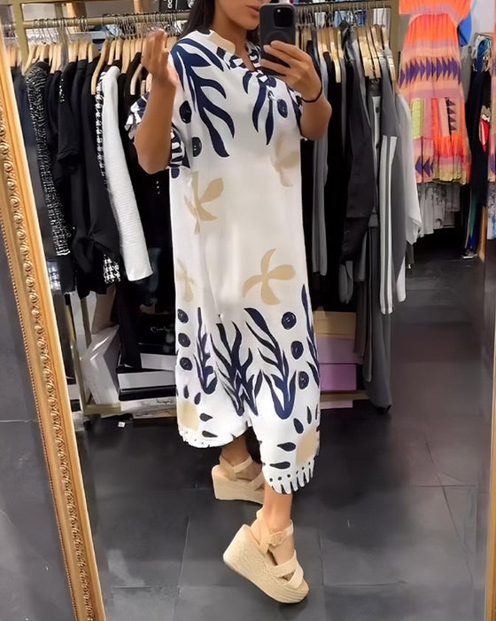 Floral Print V-Neck Dress