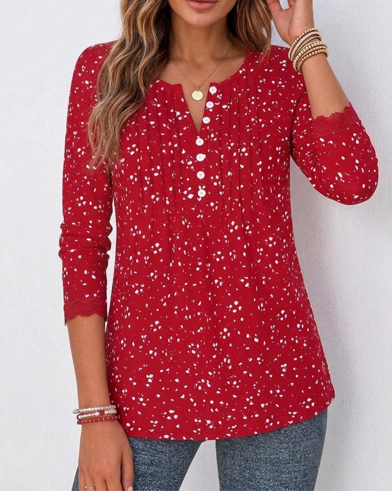 Lace Casual Long Sleeve Top