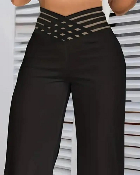 Cross-Waist Leopard Print Flared Pants