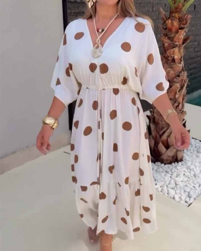 Polka Dot Cinched Waist Dress