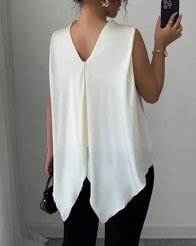 Asymmetrical V-back Design Tank Top