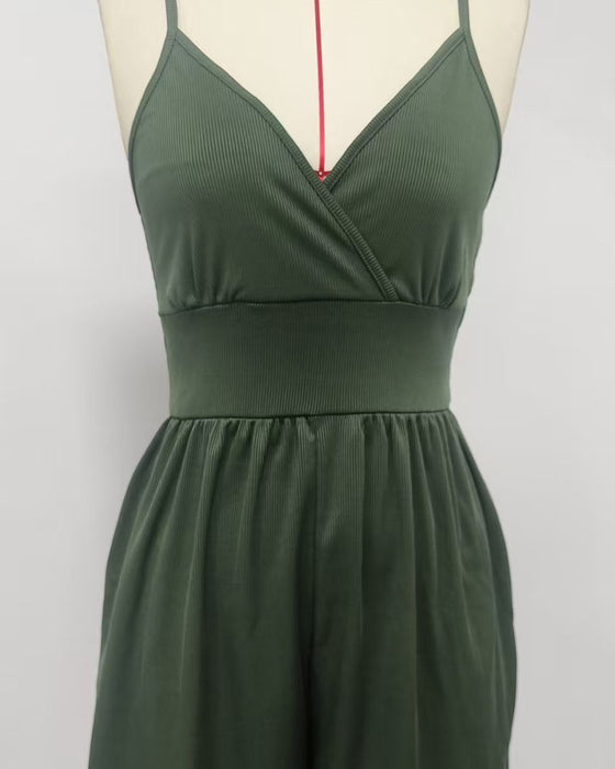 Solid Color Casual Jumpsuits