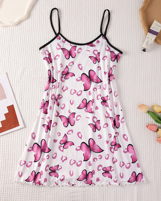 Spaghetti Straps Printed Sleep Dress