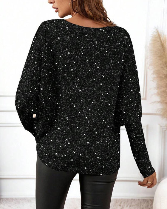 Fine shimmering fashionable long-sleeved Top