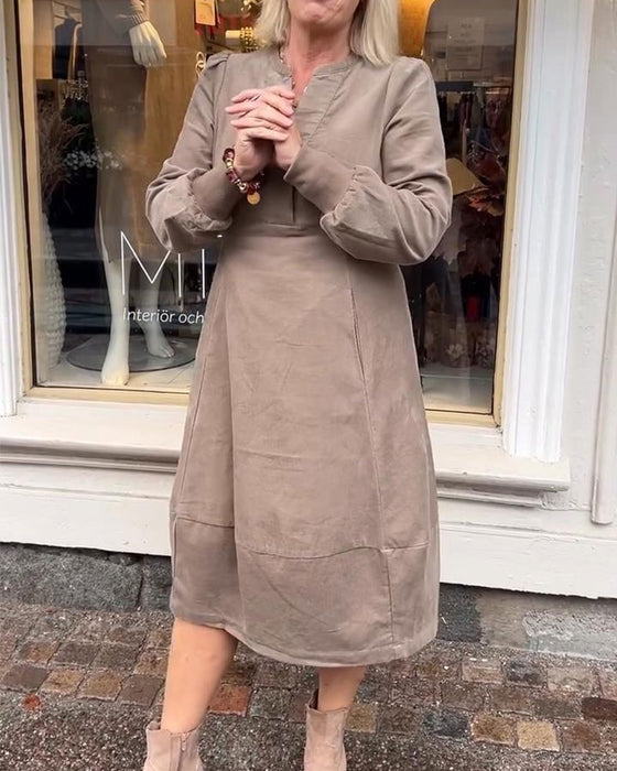 Casual Retro Long Sleeve Dress