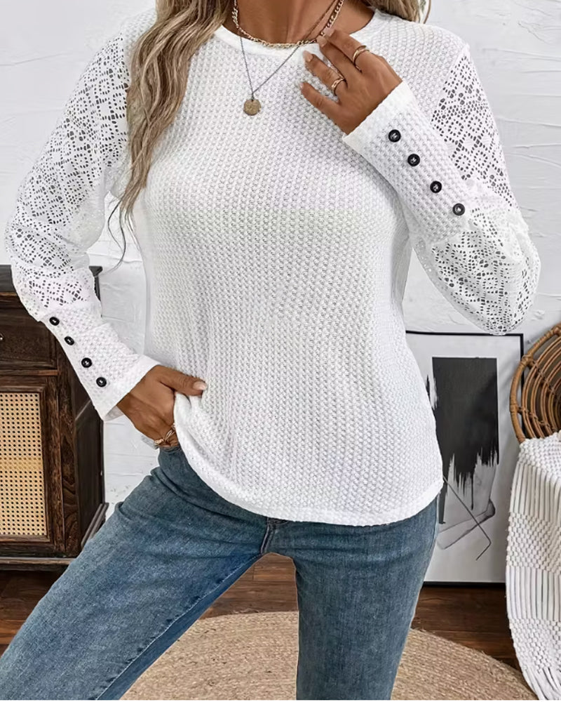 Lace Crochet Long Sleeve Top
