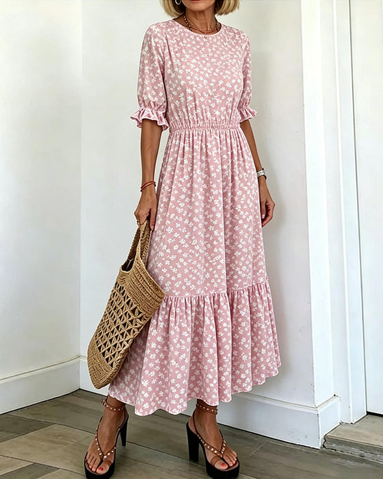 Round Neck Printed Dress