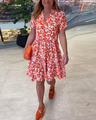 Short Sleeve Floral Midi Dress