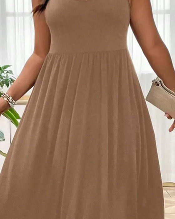 V-Neck Flared Spaghetti Strap Long Dresses