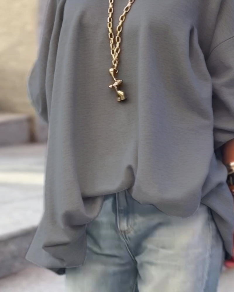 Solid Color Loose Irregular Top