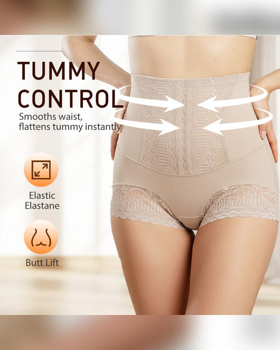Women's high-waisted lace panties that tighten the tummy and lift the buttocks