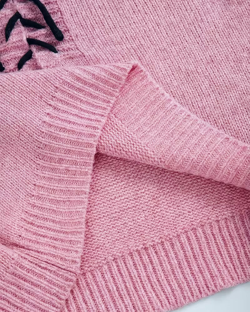Tie Hooded Casual Pullover