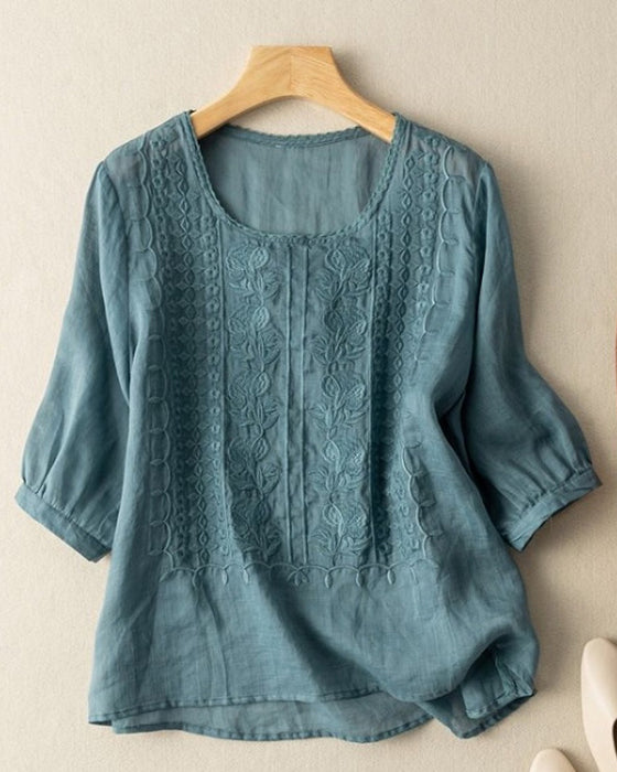 Retro Breathable Crew Neck T-Shirt