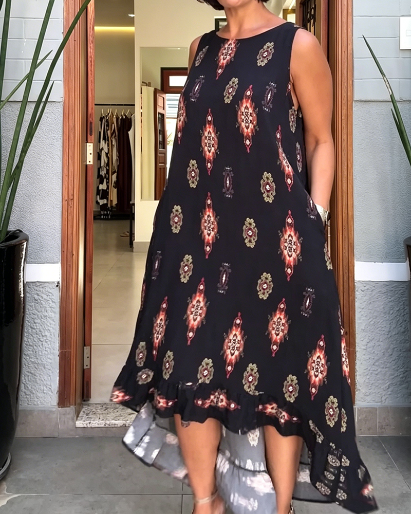 Sleeveless Irregular Hem Dress