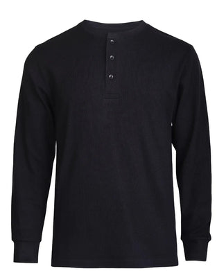 Crew Neck Henley Long Sleeve Shirt