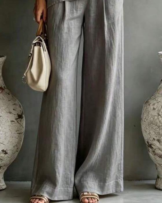 One-Shoulder Asymmetrical Wide Leg Pants Set