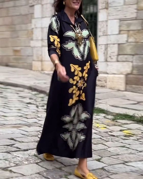 Lapel printed fashion dress