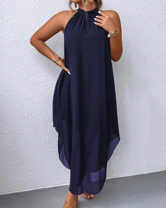 Sleeveless Halter Sophisticated Dress
