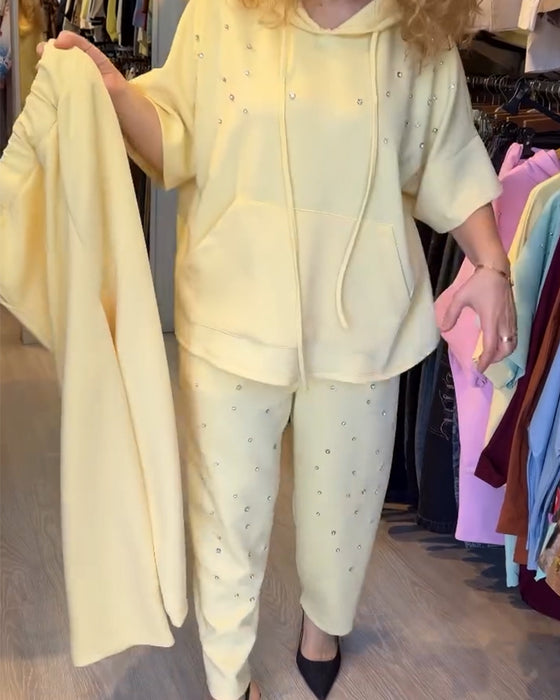 Hooded Beaded Casual Set