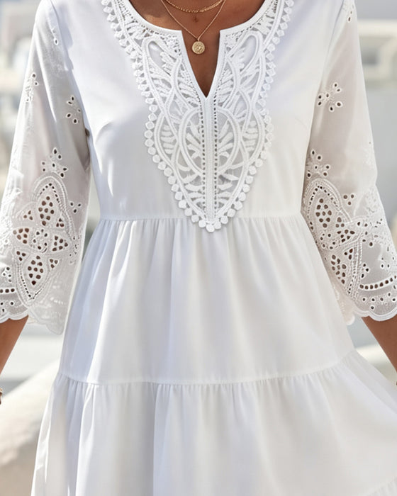 Cut-Out Tiered Midi A-Line Dresses